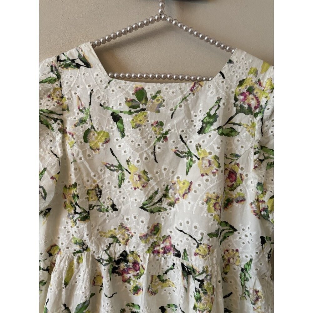 Adyson Parker Womens Size 1X White Eyelet Lace Floral Square Neck Dress - Picture 6 of 7